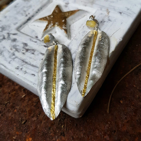 Boucles d’oreilles argent et or jaune