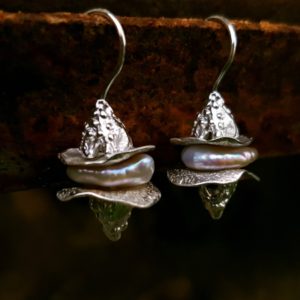 Boucles d’oreilles «Cocon» perles Keshi