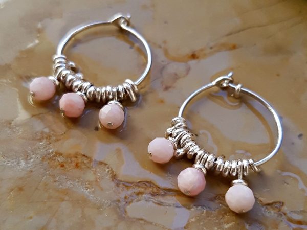 Créoles perles opale rose